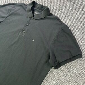 Rag & Bone Polo Shirt Black Mens Large Short Sleeve Classic Preppy Dress Office‎